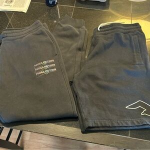 Hollister Joggers Sweatpants / Shorts Fleece Mens Size Large Black Lot Of 2